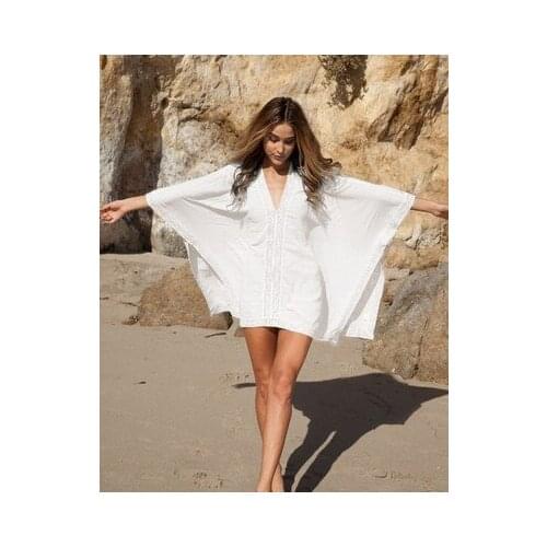 Stitching Lace Smock Women Cover Up Sexy Beach Cover Ups Swimsuit Bikini Chiffon Short Dress Beach Thing Suit