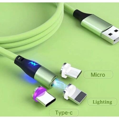 LED Light Liquid Silicone Magnetic Cable Fast Charging Magnet Type C Interface Phone Data For Huawei Samsung Xiaomi