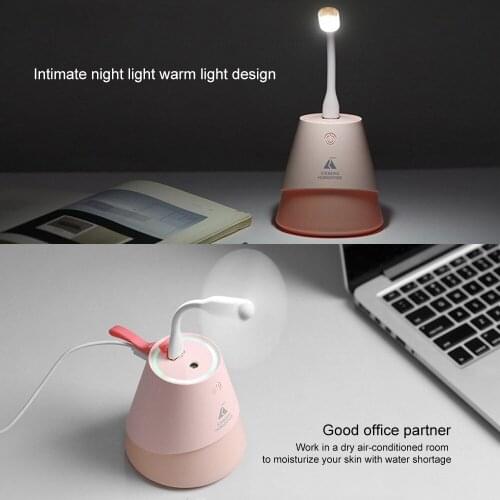 3 In 1 Ultrasonic Air Humidifier with Small Fan Aroma Essential Oil Diffuser for Home Car USB Fogger Mist Maker LED Night Lamp