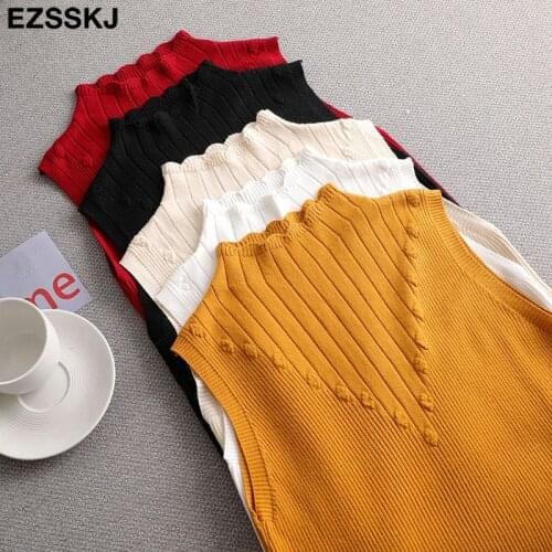 Lace collar Spring Sweater Vest Women Knitted Tank top Female casual tank tops Autumn Sleeveless knit sweater pullovers