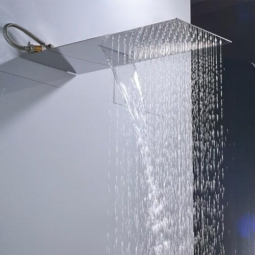Vidric Vidric 3 Functions Digital Display Shower Faucets Set Chrome Ultrathin Rain Waterfall Shower Head Digital Mixer Tap Bath