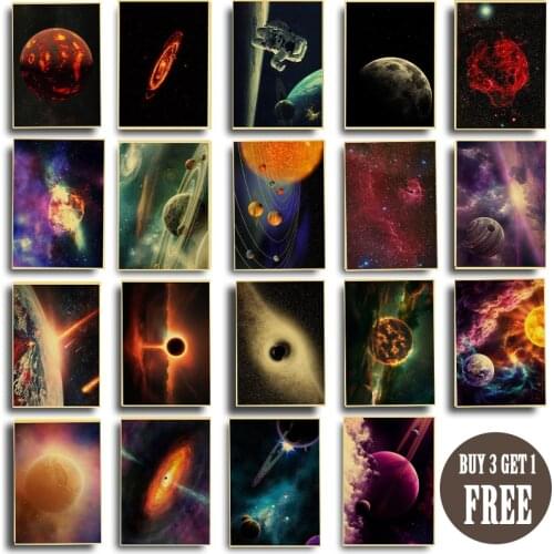 Vintage The art of the outer space Milky Way Retro Kraft Paper Poster For Wall Art Home Decor Living Room