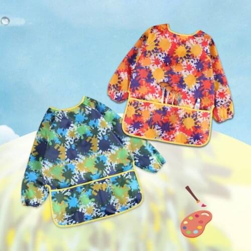 S/M Waterproof Painting Clothes 1Pcs Baby Bibs Multi-function for Toddler Feeding Burp Cloths Long Sleeve Apron Portabe