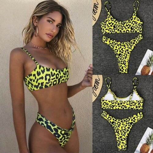 2019 Womens Bikini Set Leopard Print Snakeskin Print Push-up Padded Bikini Leopard Swimsuit Beachwear Bathing Suit Swimwear