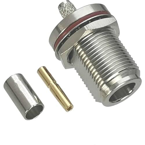 10Pcs Connector N Female Jack Nut Bulkhead Crimp RG58 RG142 LMR195 Cable RF Adapter Coaxial High Quanlity