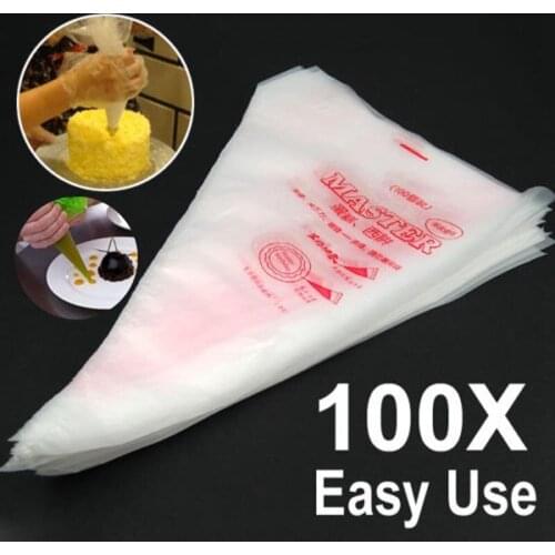 100pcs Disposable Pastry Bags Cake Decoration Kitchen Icing Food Preparation Bags Cup Cake Piping Tools For Kitchen Baking