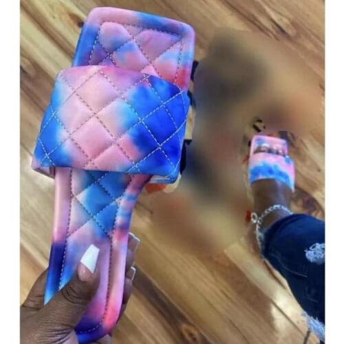 2021 Summer Flat Sandals Fashion Square Toe Womens Shoes Outdoor Leisure Open Toe Slippers Plus Size