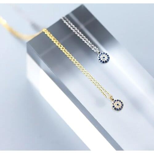 2021Trend 925 Silver Evil Eye Necklace Female Clavicle Chain Cute Temperament New Jewelry Lady Necklace