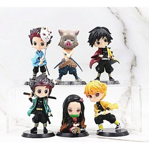 6 Models of Ghosts And Swords Hand-made Q version Stove Door Tanjirou Nidou Toy Doll Model Keychain Material Ornaments