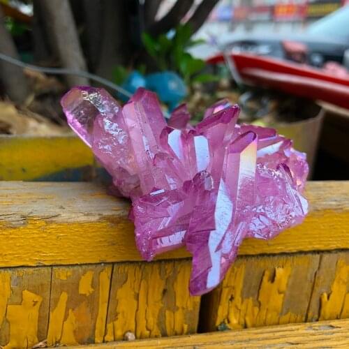 85g Rare bonito roxo chama aura cristal de quartzo cluster specimen