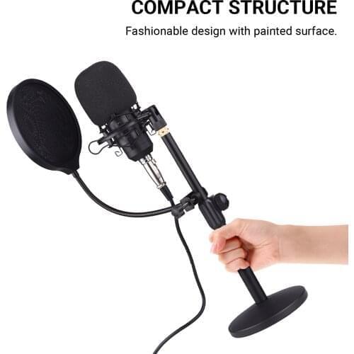 Ammoon Desktop Condenser Microphone with Flat Head High Sampling Rate Monitoring Capacitor Mic for Computer Laptop Mobile Phone