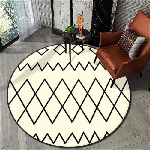 White modern living room carpet kitchen round carpet black line detailed high quality Free Shipping carpet