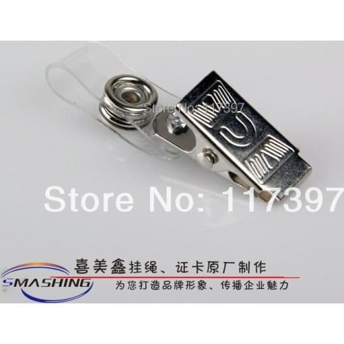 Free Shipping wholesale ID BADGE HOLDER CLIP WITH Clear Vinyl strap 100PCS/LOT NEW