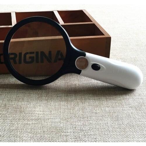 Double lens 2.5X 45X 90mm Magnifying Glass Jewelry Reading Nature Loupe Illumination Pcoket Portable Hand Held Magnifier