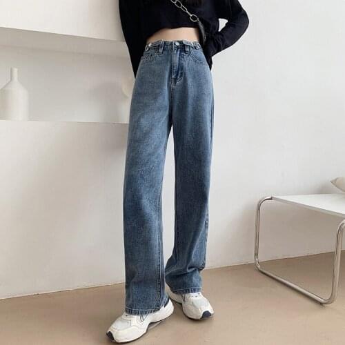 2020 High Waist Loose Comfortable Jeans For Women Plus Size Fashionable Casual Straight Pants Mom Jeans Washed Boyfriend Jeans
