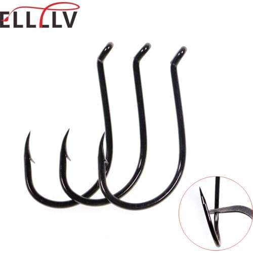 Elllv10PCS 5/0 6/0 Reversed Classic Octopus Beak Hook Saltwater Fishing Hook Chemical Sharpen Forged Shank Black Nickel