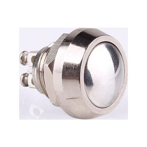 5pcs 12mm metal button switch, self reset, spherical waterproof, round point contact, moving button, screw foot, M12
