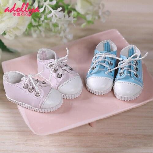 Adollya Shoes For Dolls 1/6 BJD 5 Cm Fashion Mini Lace-up Shoes Blue/Pink Doll Accessories Toys For Children DIY Christmas Gift