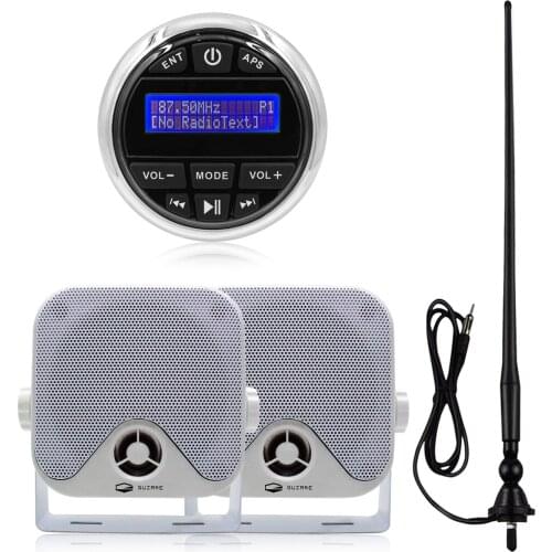 Marine Waterproof Stereo Radio Bluetooth FM AM DAB Receiver MP3 Player+4" Marine Speaker+Boat Hidden Antenna For Yacht Tractor