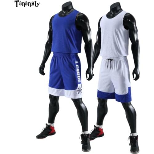 Double-sided Basketball Jersey Set Reversed Basketball uniform Men Printed Sports Suit Both Sides Training Shirt Shorts Custom