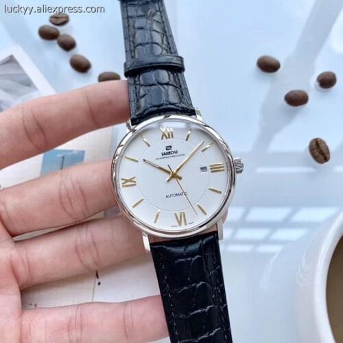 41mm Very Thin Mechanical Auto Date Mens Watch Stainless Steel Silver Men Watch Sapphire Business Wrist Watch A67