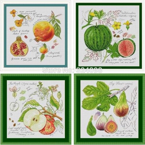 Shadow Fruit Series patterns Counted Cross Stitch 11CT 14CT 18CT DIY wholesale Cross Stitch Kits Embroidery Needlework Sets