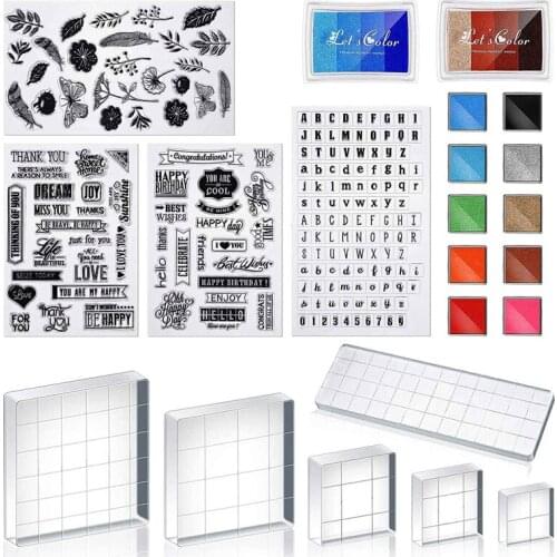 22 Pieces of Acrylic Seal Building Block Tool Set for Scrapbook Craft Card Making DIY Tools