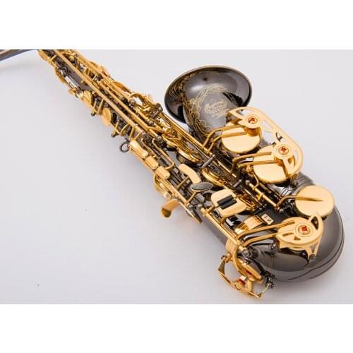 NAIPUTESI NT- 802 key type alto saxophone black nickel gold beautifully carved[double reinforcement]gold key brass body alto sax