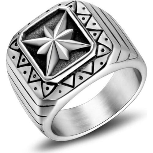 2020 New Mens Ring Fine Polished Never Fade Male Vintage Single Rings Square 316L Stainless Steel Rings Jewelry Gift 2020