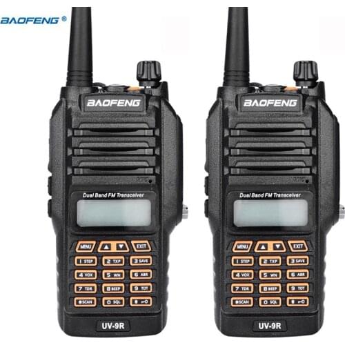 2pcs Upgrade Baofeng UV-9R with IP67 Waterproof Walkie Talkie 8W UHF VHF Dual Band Two Way Radio station 128CH Pair BAO FENG 9R