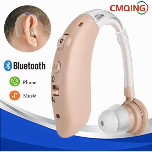 BTE Rechargeable Hearing Aid Digital Hearing Aids Adjustable Tone Sound Amplifier Portable for Elderly Bluetooth Hearing Aid