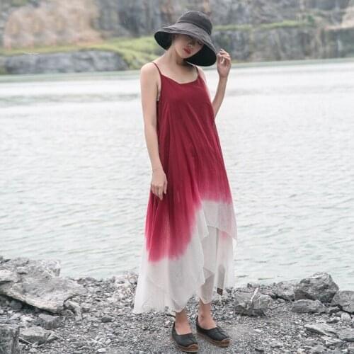 Spaghetti Strap Dress Summer 2019 Boho Long Dress Sleeveless Beach Holiday Sundress Robe Vintage Femme Maxi Vestido AA4484