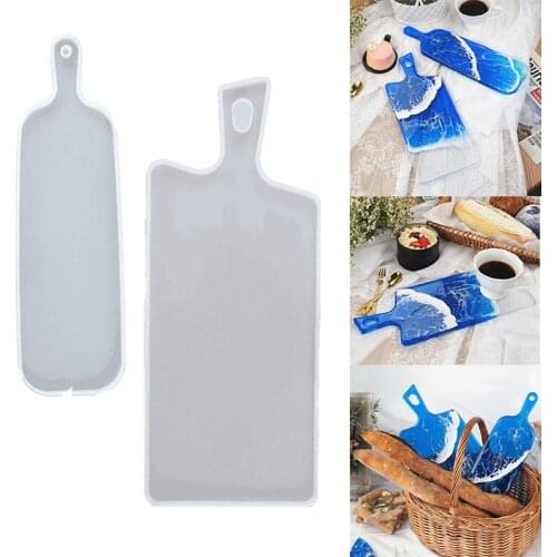 DIY Crystal Epoxy Resin Mold Large Handmade Mirror Handle Tray Coaster Tray for Bread Pastry Fruit Dishes Table Silicone Mold