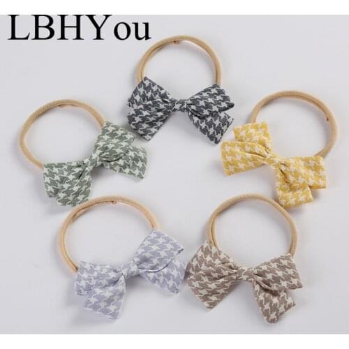 10pcs/lot Girls Cotton Fabric Bows Hairbands,One Size Fit Most Elastic Nylon Headwraps Soft Head Wraps,Newborn Baby Hair Wear