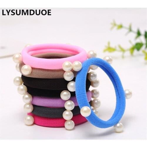 Fashion Rivet Hair Bow Accessories Elastic Hair Bands Towel Ring Crystal Pearl Polyester Headband Women Girl Scrunchy Accessory