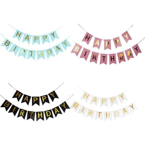 Happy Birthday Paper Bunting Banner Flags Birthday Party Decorative Birthday Photo Props Garland For Boy Girl Party Decoration