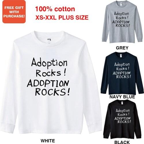 BLINGPAW ADOPTION ROCKS! Graphics Unisex Long Sleeved T-shirt Tops Tees O-Neck Casual 100% Cotton Plus Size