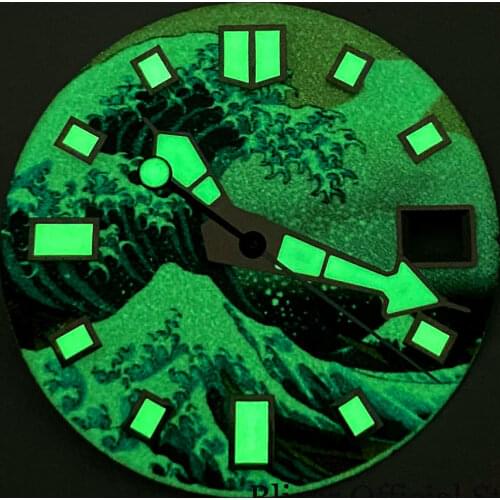 Super Green Luminous Wave 28.5mm Automatic Watch Dial Needles for NH35A Movement