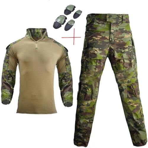 Tactical Camouflage Military Uniform Clothes Suit Men US Army Clothes Military Combat Shirt + Cargo Pants Knee Pads