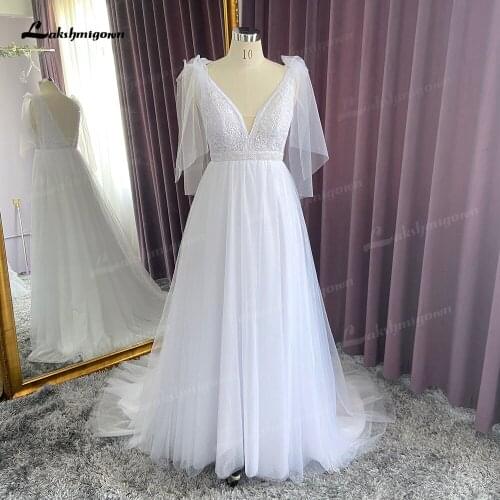 Vintage Beach Princess Wedding Dresses Long Sleeve Ball Gown Boat Neck Robe Mariee White Boho Bridal Gowns vestido de novia