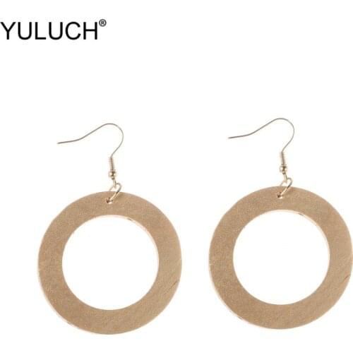 YULUCH Fashion Gold Round Hollow Bohemian Hanging Statement Earrings Ethnic Pendant Drop Earrings For Women Lady Wedding Gifts