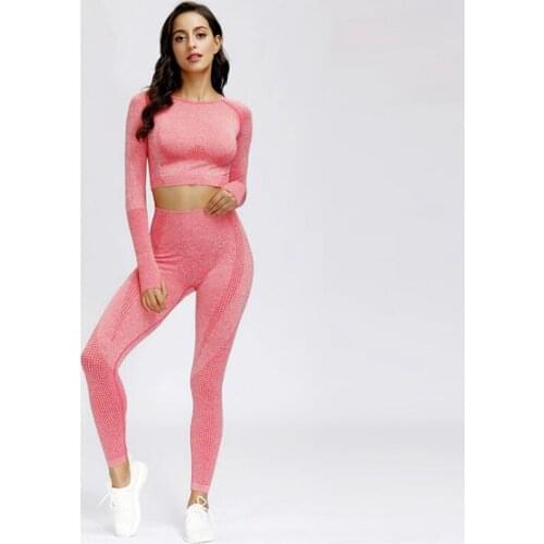 Women Seamless yoga set Fitness Sports Suits GYM Cloth Yoga Long Sleeve Shirts top High Waist Running Leggings Workout clothing