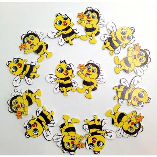10Pairs Wooden Bee Shape Embellishments Flatback for Decoration Scrapbooking
