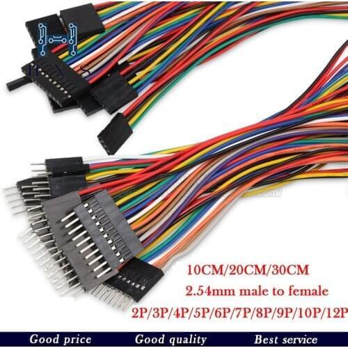10PCS 1P2 3 4 5 6 7 8 9 10 12 Pin Wire Dupont Line male to female 2.54MM 2.54 Dupont cable connector JUMPER CABLE WIRE FOR PCB
