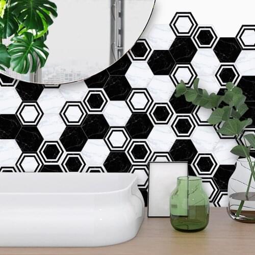 10pcs/set Tile Decal Hexagon Floor Stickers Bathroom Wall Stickers Waterproof Anti-Slip Art Bedroom Home Decor 20x23cm