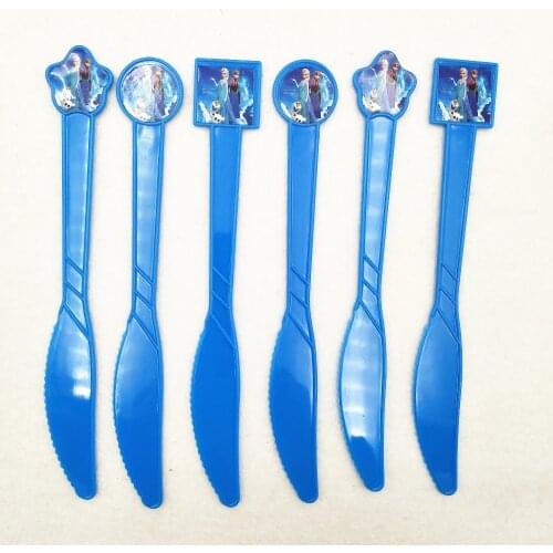 10pcs/set Elsa and Anna Disposable Plastic Knives Birthday Decoration Kids Babyfavor Cartoon Supplies Favors Set