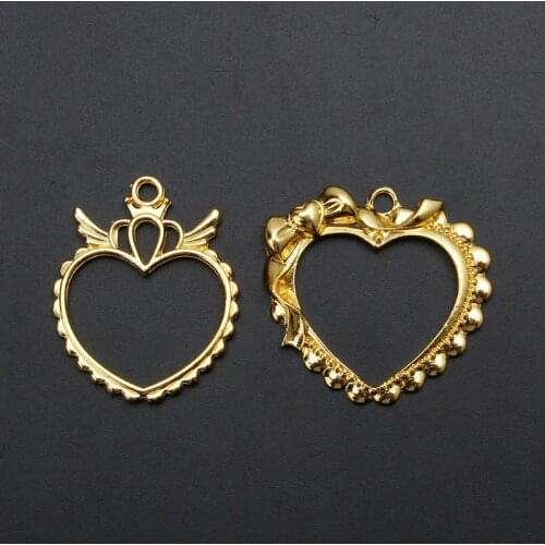 2Pcs Bowtie Wing Heart Resin Blank Frame Pendant Open Bezel Resin Jewelry Making