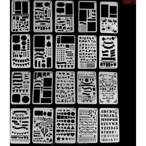 20Pcs Bullet Journal Stencil Set Plastic Planner DIY Drawing Template Diary Decor Craft S19 20 Dropshipping