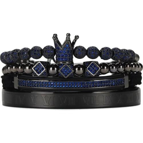 Blue ghost CZ Ball beads bracelets set Special links for VIP