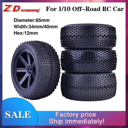 4Pcs ZD Racing 85mm Wheel Hub Rim & Rubber Tires For 1/10 Off-Road RC Car Buggy Tires Spare Parts Accessories Component